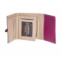 Lorenz RFID Small "Notebook Style" Smooth PU Trifold Purse Wallet with Decorative Tab